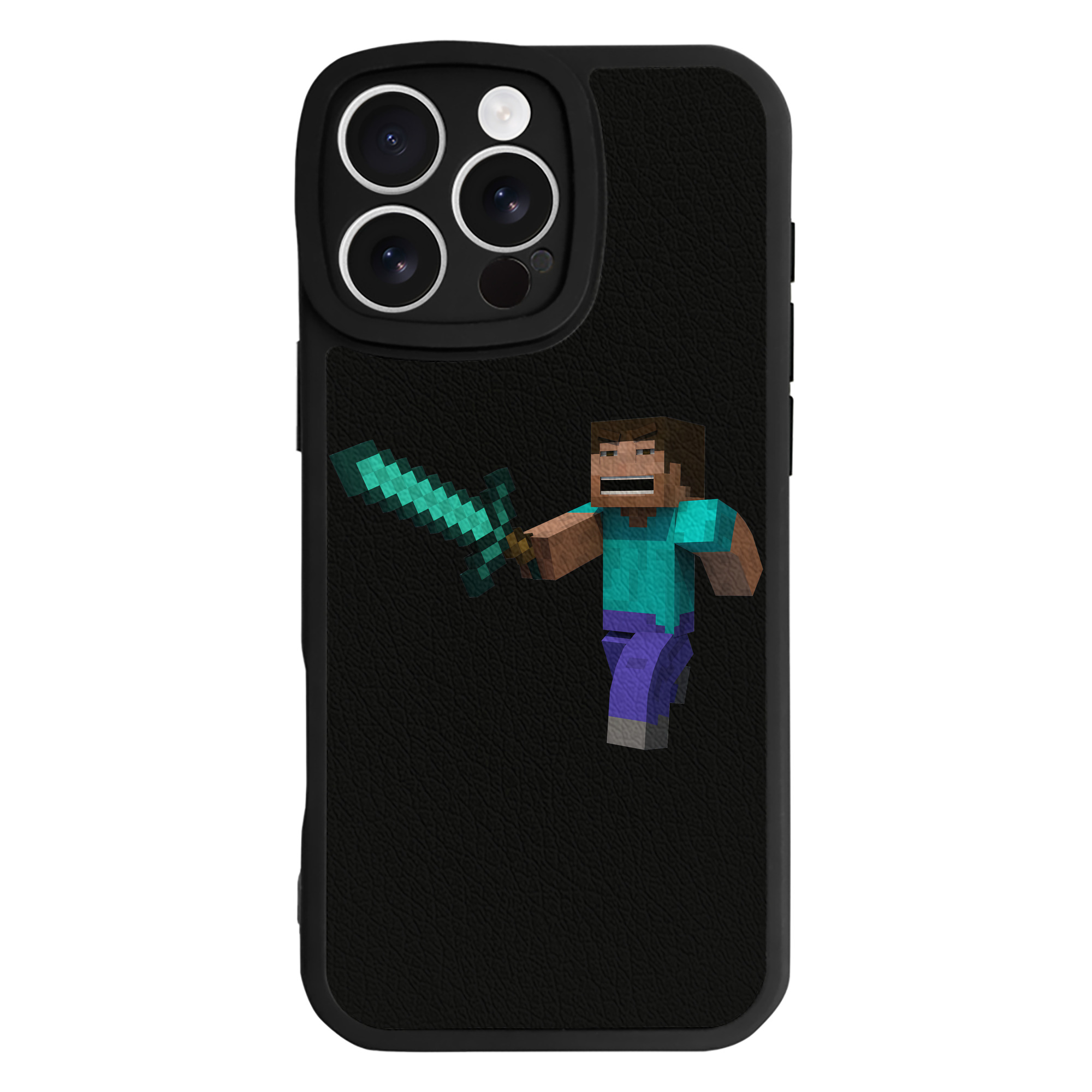 （画像用） マインクラフト ブロックの世界 Minecraft MC Block world 【iPhone 16シリーズ対応】シリコンスマホケース（レザー調） 材質：シリコン